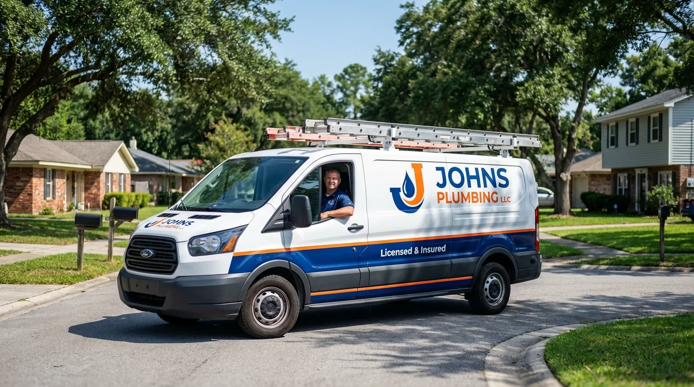 Johns Plumbing LLC service van in Bainbridge Island, WA