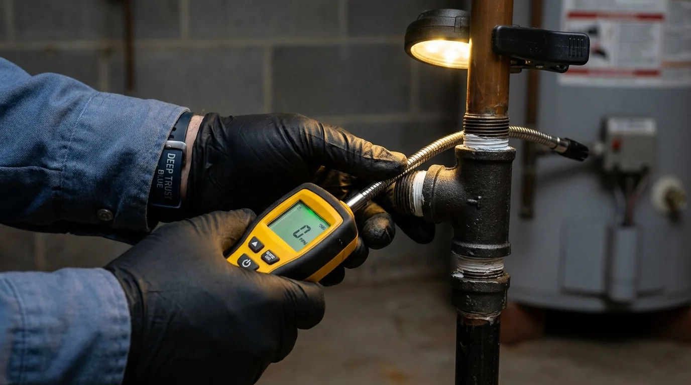Gas leak detection with electronic sniffer by Johns Plumbing LLC in Bainbridge Island