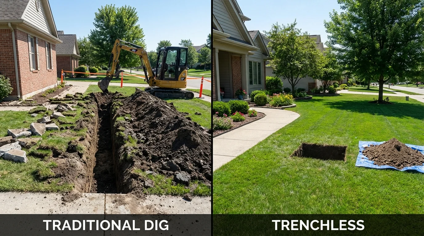 Trenchless sewer repair with minimal yard damage versus traditional excavation in Bainbridge Island, WA